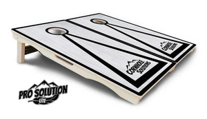 Red/Black Hole Ring Grey Wash Cornhole Boards - Pro Solution Lite Series Cornhole Solutions