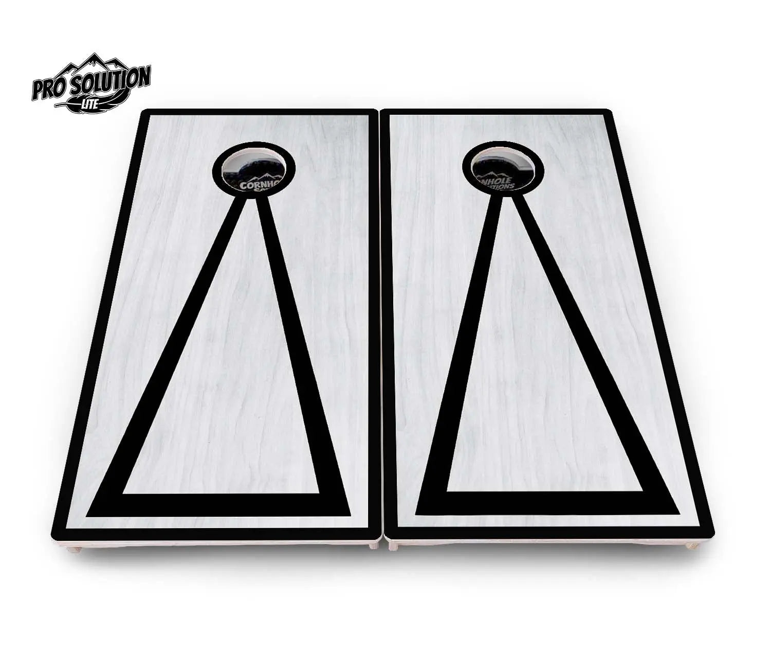 Red/Black Hole Ring Grey Wash Cornhole Boards - Pro Solution Lite Series Cornhole Solutions