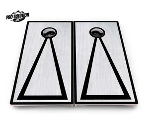 Red/Black Hole Ring Grey Wash Cornhole Boards - Pro Solution Lite Series Cornhole Solutions