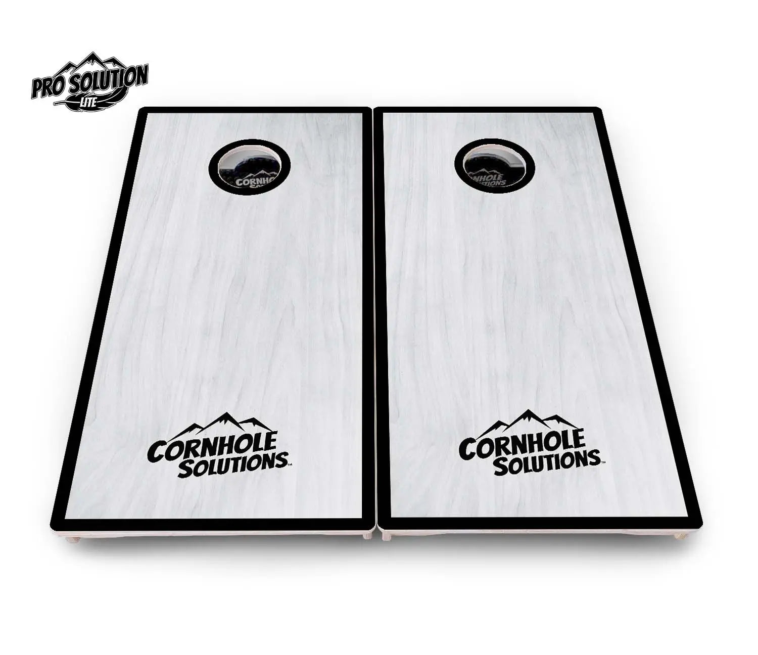 Red/Black Hole Ring Grey Wash Cornhole Boards - Pro Solution Lite Series Cornhole Solutions