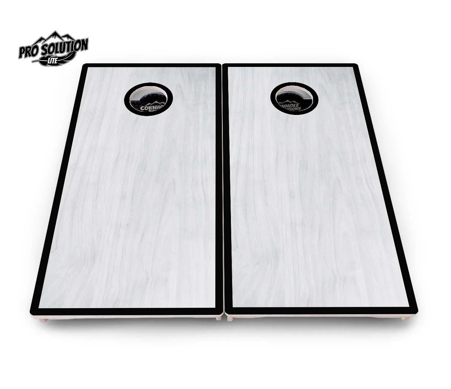 Red/Black Hole Ring Grey Wash Cornhole Boards - Pro Solution Lite Series Cornhole Solutions