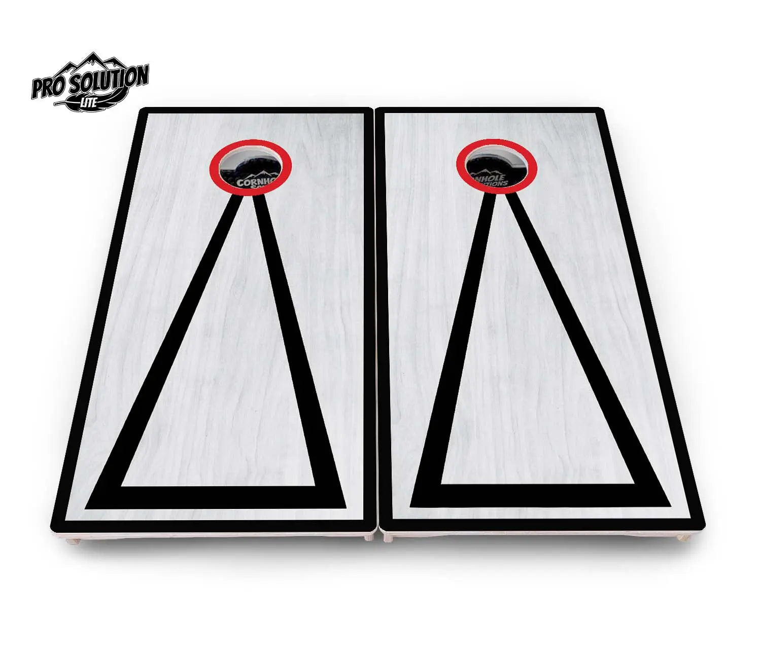 Red/Black Hole Ring Grey Wash Cornhole Boards - Pro Solution Lite Series Cornhole Solutions