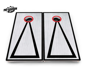 Red/Black Hole Ring Grey Wash Cornhole Boards - Pro Solution Lite Series Cornhole Solutions