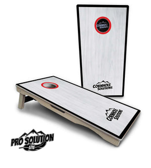 Red/Black Hole Ring Grey Wash Cornhole Boards - Pro Solution Lite Series Cornhole Solutions
