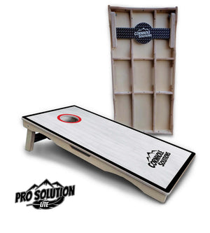 Red/Black Hole Ring Grey Wash Cornhole Boards - Pro Solution Lite Series Cornhole Solutions