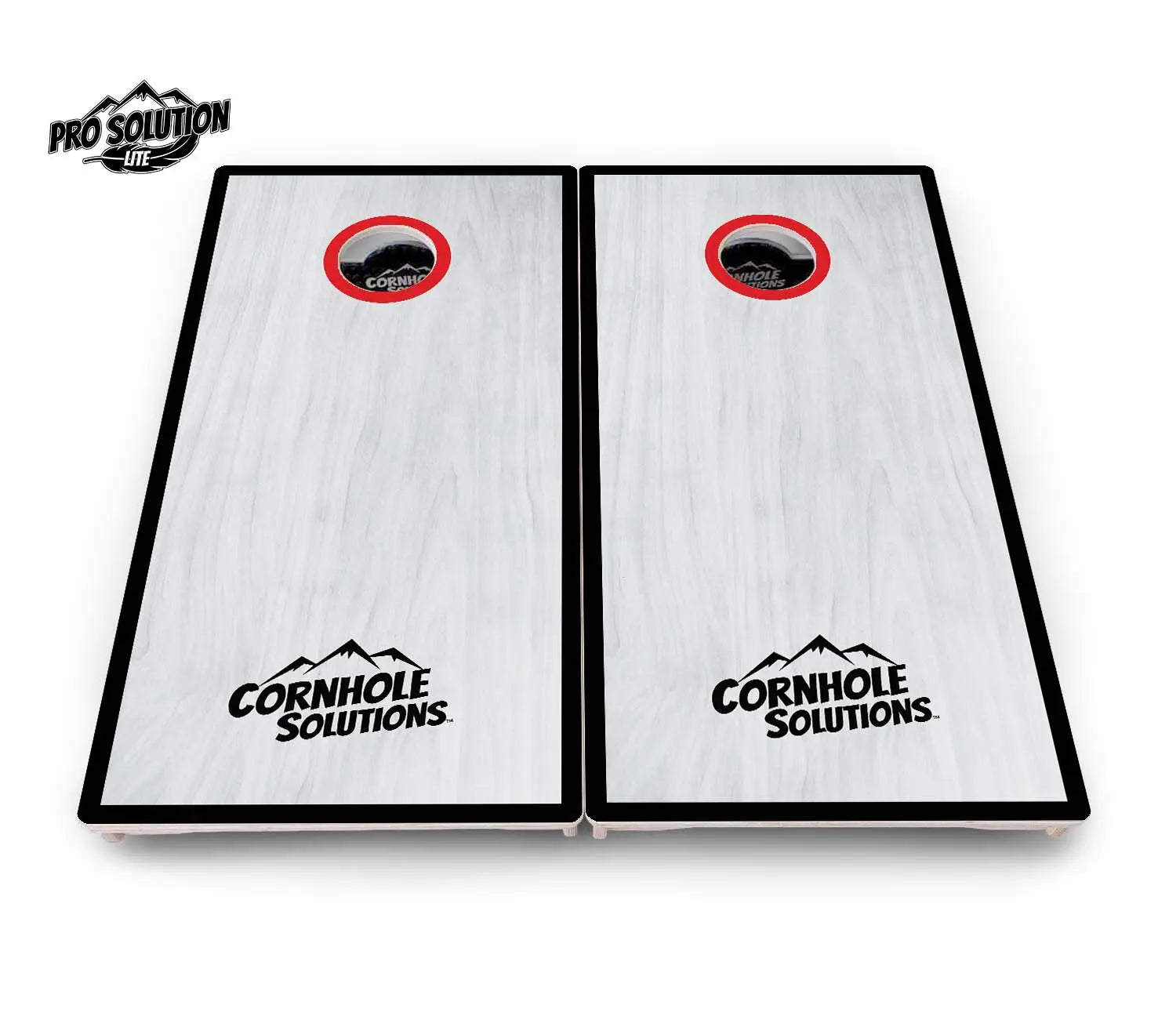 Red/Black Hole Ring Grey Wash Cornhole Boards - Pro Solution Lite Series Cornhole Solutions