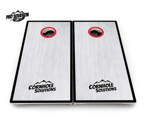 Red/Black Hole Ring Grey Wash Cornhole Boards - Pro Solution Lite Series Cornhole Solutions
