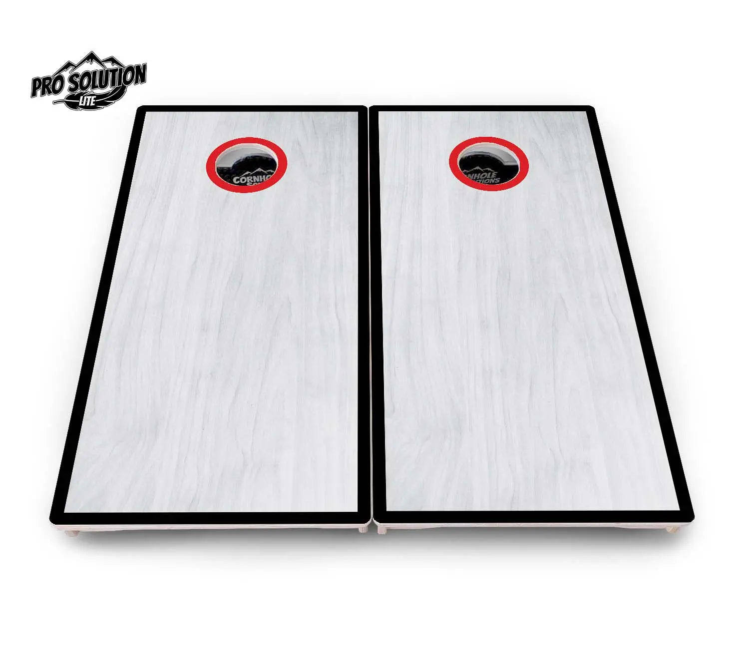 Red/Black Hole Ring Grey Wash Cornhole Boards - Pro Solution Lite Series Cornhole Solutions