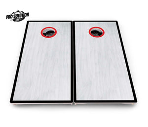 Red/Black Hole Ring Grey Wash Cornhole Boards - Pro Solution Lite Series Cornhole Solutions