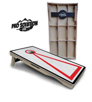 Red/Black Hole Ring Grey Wash Cornhole Boards - Pro Solution Lite Series Cornhole Solutions