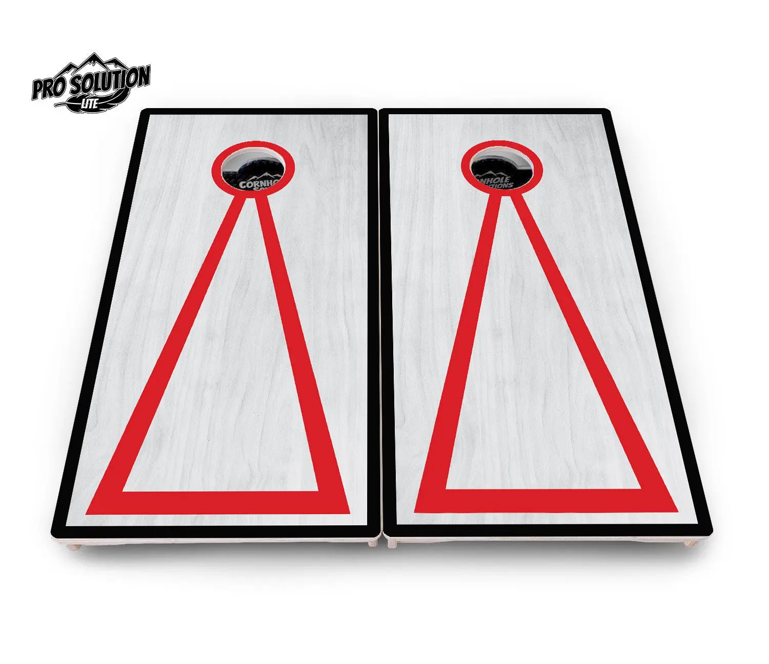 Red/Black Hole Ring Grey Wash Cornhole Boards - Pro Solution Lite Series Cornhole Solutions