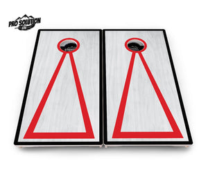 Red/Black Hole Ring Grey Wash Cornhole Boards - Pro Solution Lite Series Cornhole Solutions