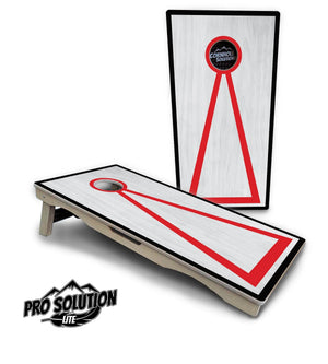 Red/Black Hole Ring Grey Wash Cornhole Boards - Pro Solution Lite Series Cornhole Solutions
