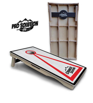 Red/Black Hole Ring Grey Wash Cornhole Boards - Pro Solution Lite Series Cornhole Solutions