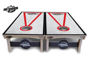 Red/Black Hole Ring Grey Wash Cornhole Boards - Pro Solution Lite Series Cornhole Solutions