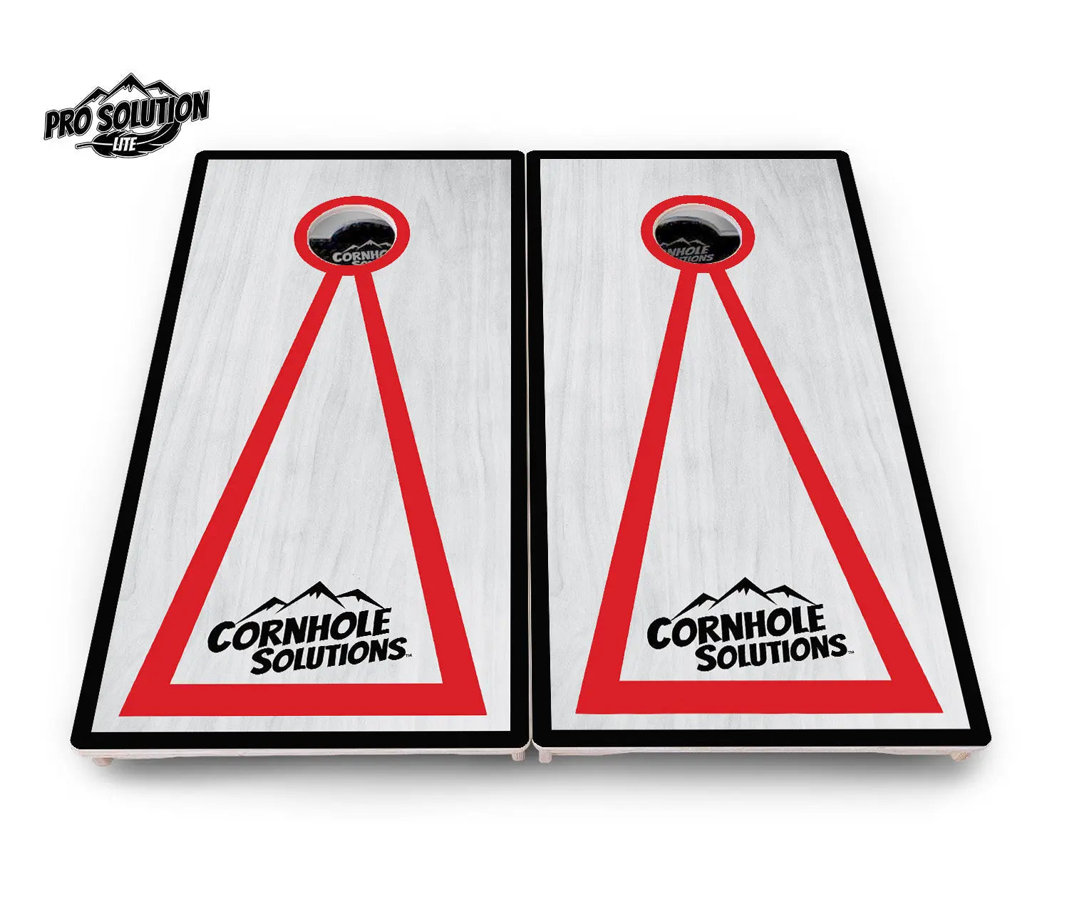 Red/Black Hole Ring Grey Wash Cornhole Boards - Pro Solution Lite Series Cornhole Solutions
