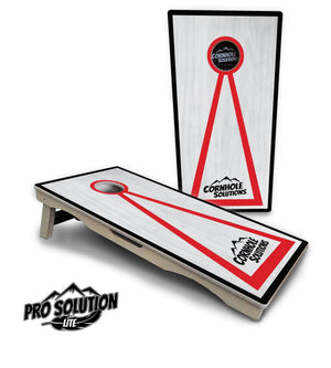 Red/Black Hole Ring Grey Wash Cornhole Boards - Pro Solution Lite Series Cornhole Solutions