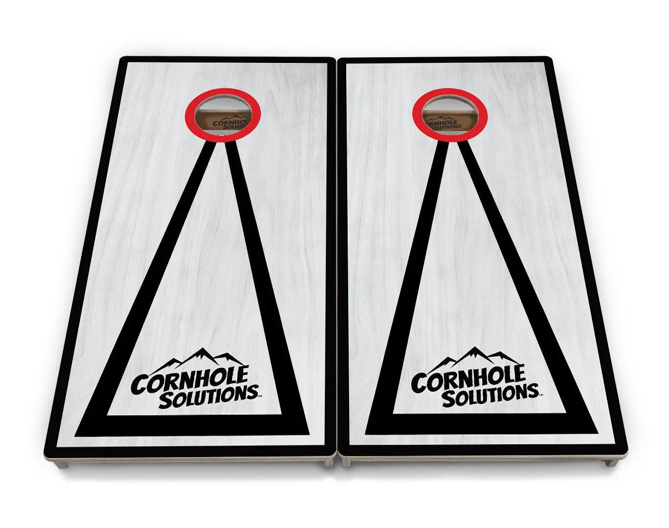 Red/Black Hole Ring Grey Wash Cornhole Boards - Professional Tournament Series