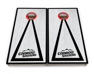 Red/Black Hole Ring Grey Wash Cornhole Boards - Professional Tournament Series