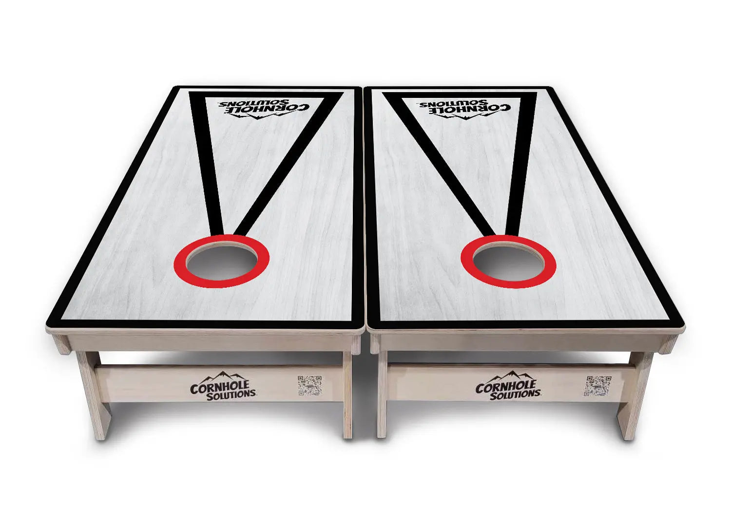 Red/Black Hole Ring Grey Wash Cornhole Boards - Professional Tournament Series