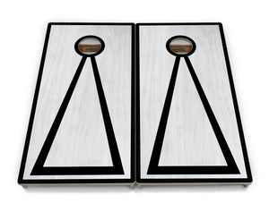 Red/Black Hole Ring Grey Wash Cornhole Boards - Professional Tournament Series
