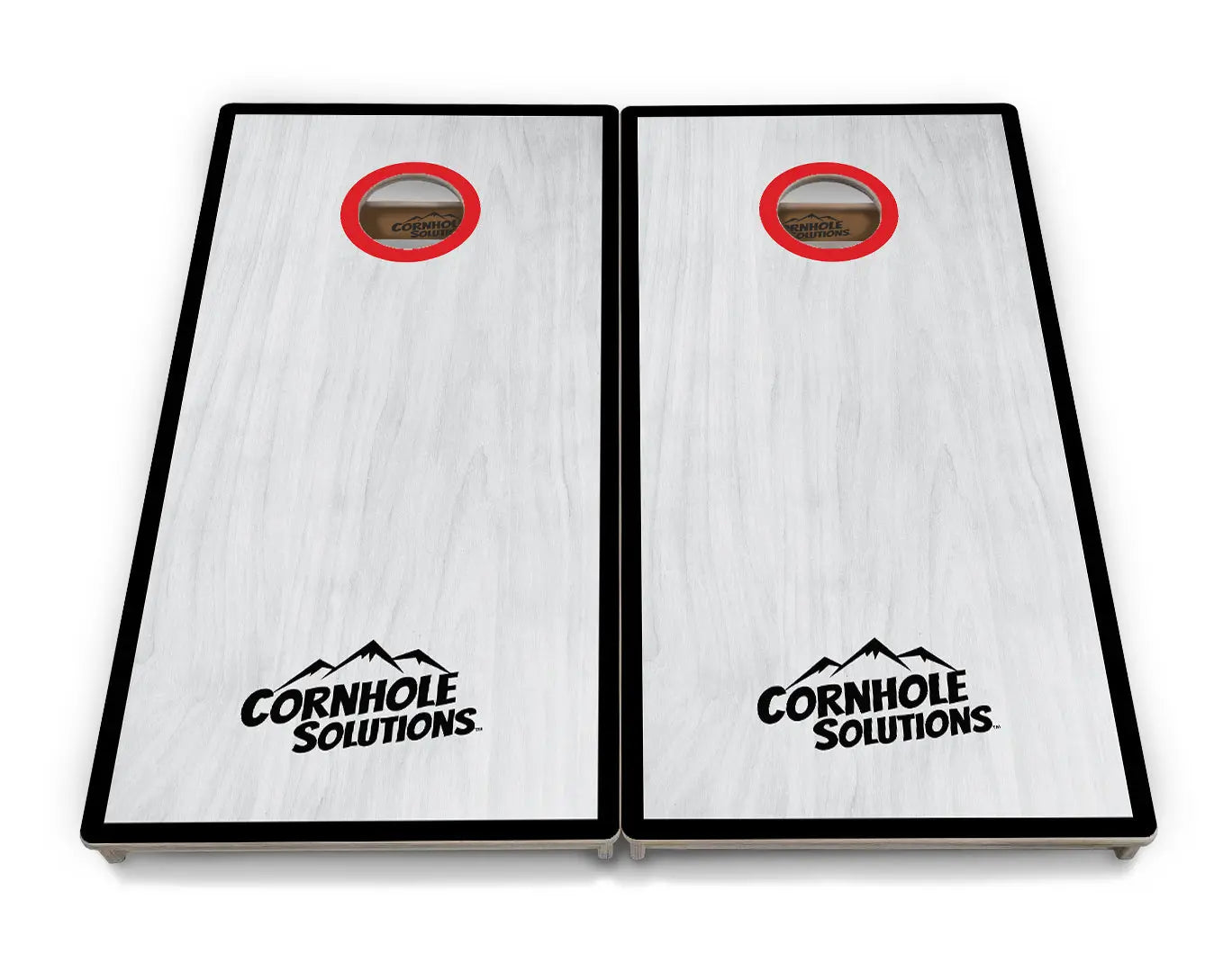 Red/Black Hole Ring Grey Wash Cornhole Boards - Professional Tournament Series