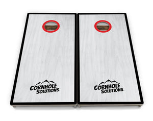Red/Black Hole Ring Grey Wash Cornhole Boards - Professional Tournament Series
