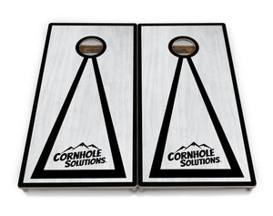 Red/Black Hole Ring Grey Wash Cornhole Boards - Professional Tournament Series