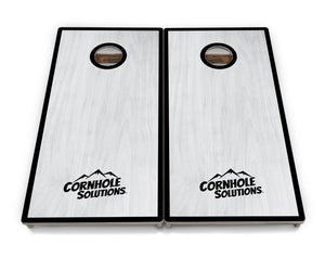 Red/Black Hole Ring Grey Wash Cornhole Boards - Professional Tournament Series