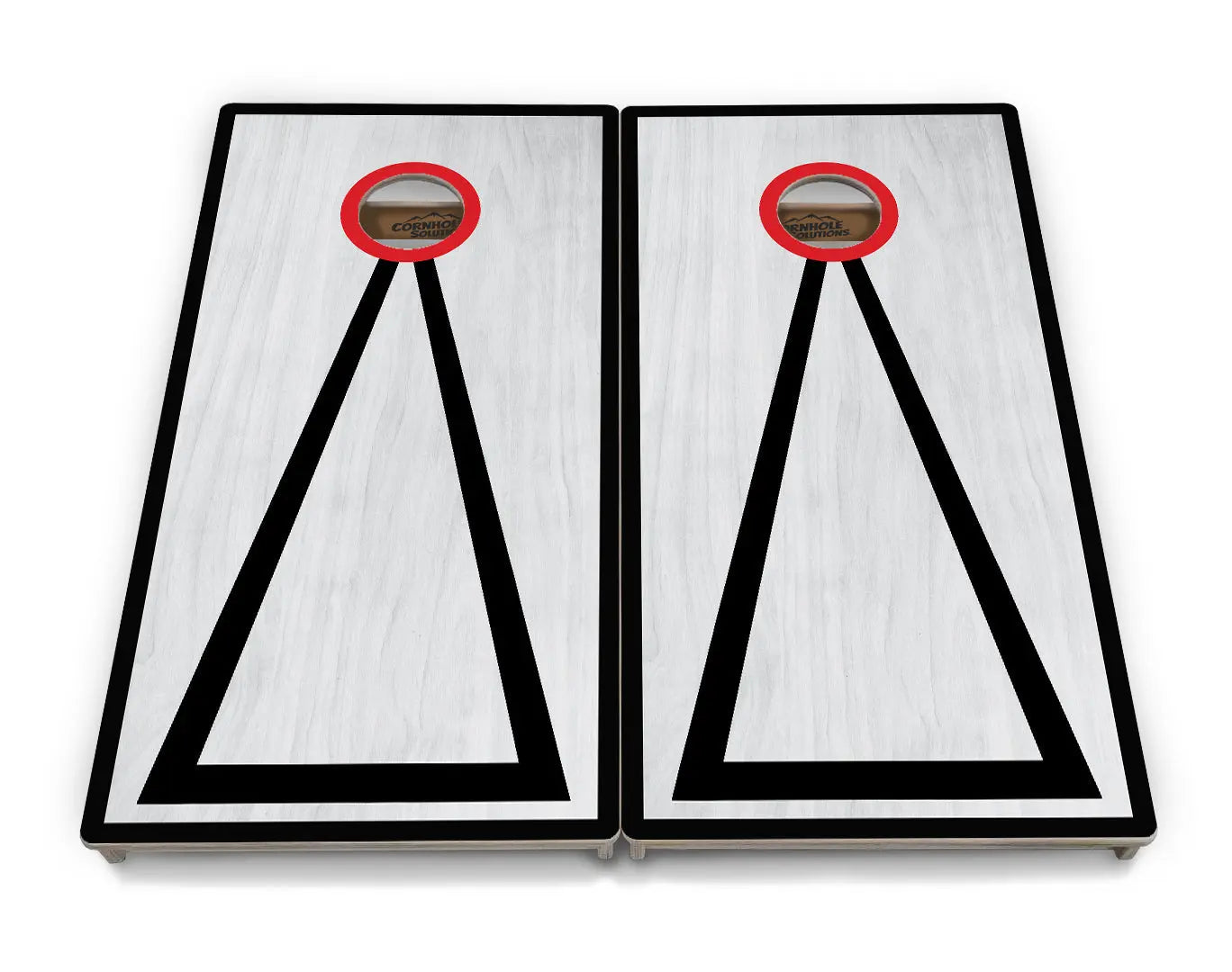 Red/Black Hole Ring Grey Wash Cornhole Boards - Professional Tournament Series