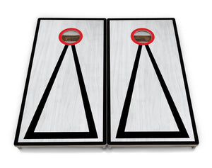 Red/Black Hole Ring Grey Wash Cornhole Boards - Professional Tournament Series