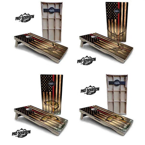 Red Line Deer & Fish Flag Cornhole Boards - Pro Solution Elite Series by Cornhole Solutions, custom cornhole board main product photo