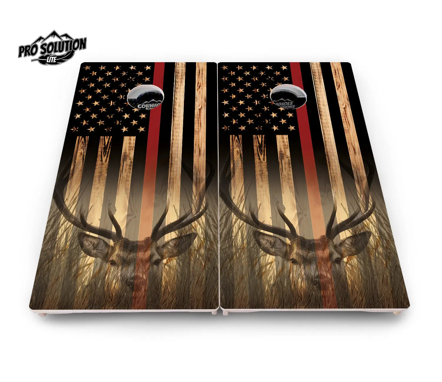 Red Line Deer & Fish Flag Cornhole Boards - Pro Solution Elite Series by Cornhole Solutions, custom cornhole board detail photo 3