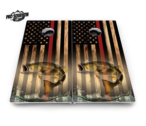 Red Line Deer & Fish Flag Cornhole Boards - Pro Solution Elite Series by Cornhole Solutions, custom cornhole board detail photo 4