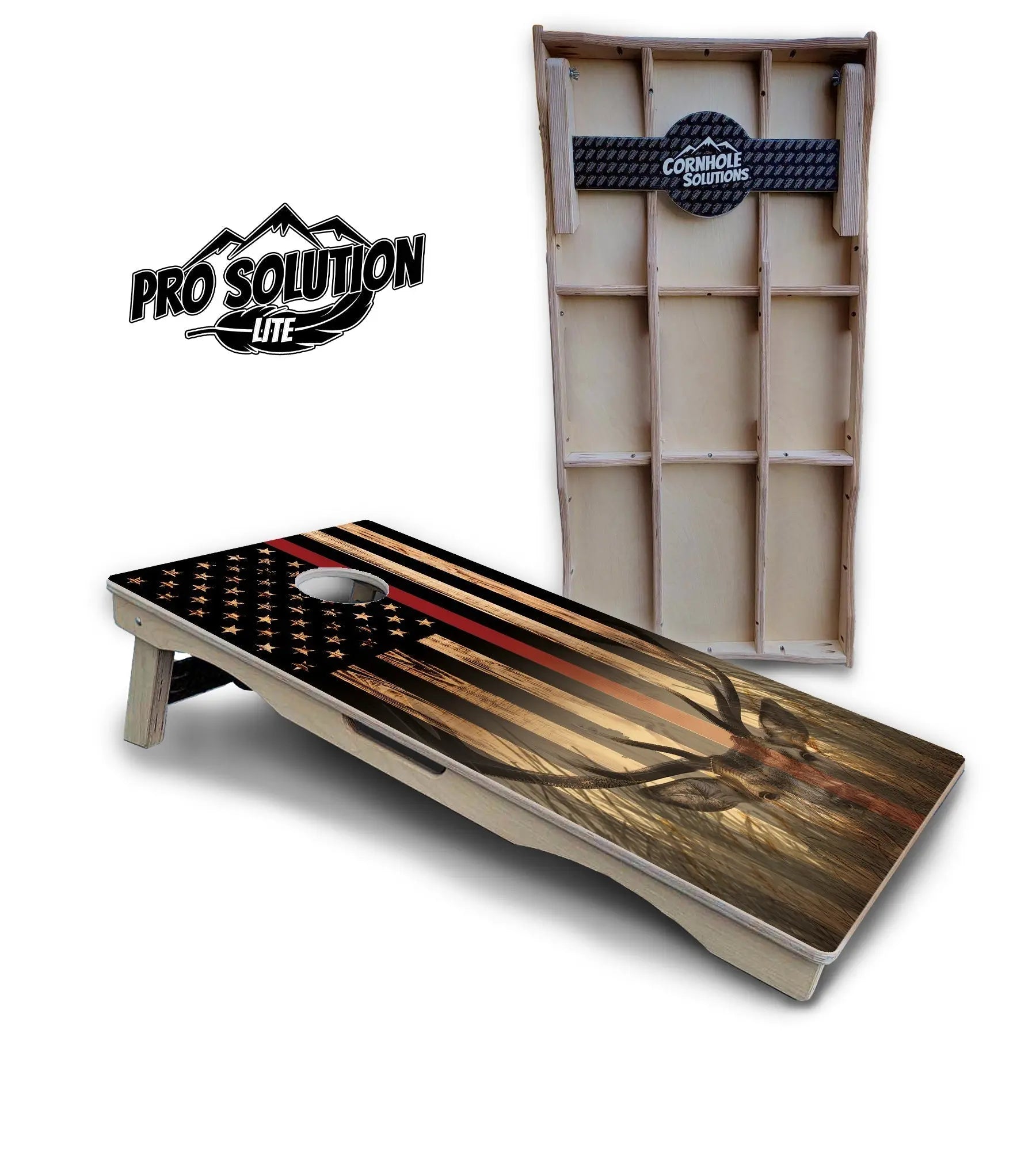 Red Line Deer & Fish Flag Cornhole Boards - Pro Solution Elite Series by Cornhole Solutions, custom cornhole board detail photo 5