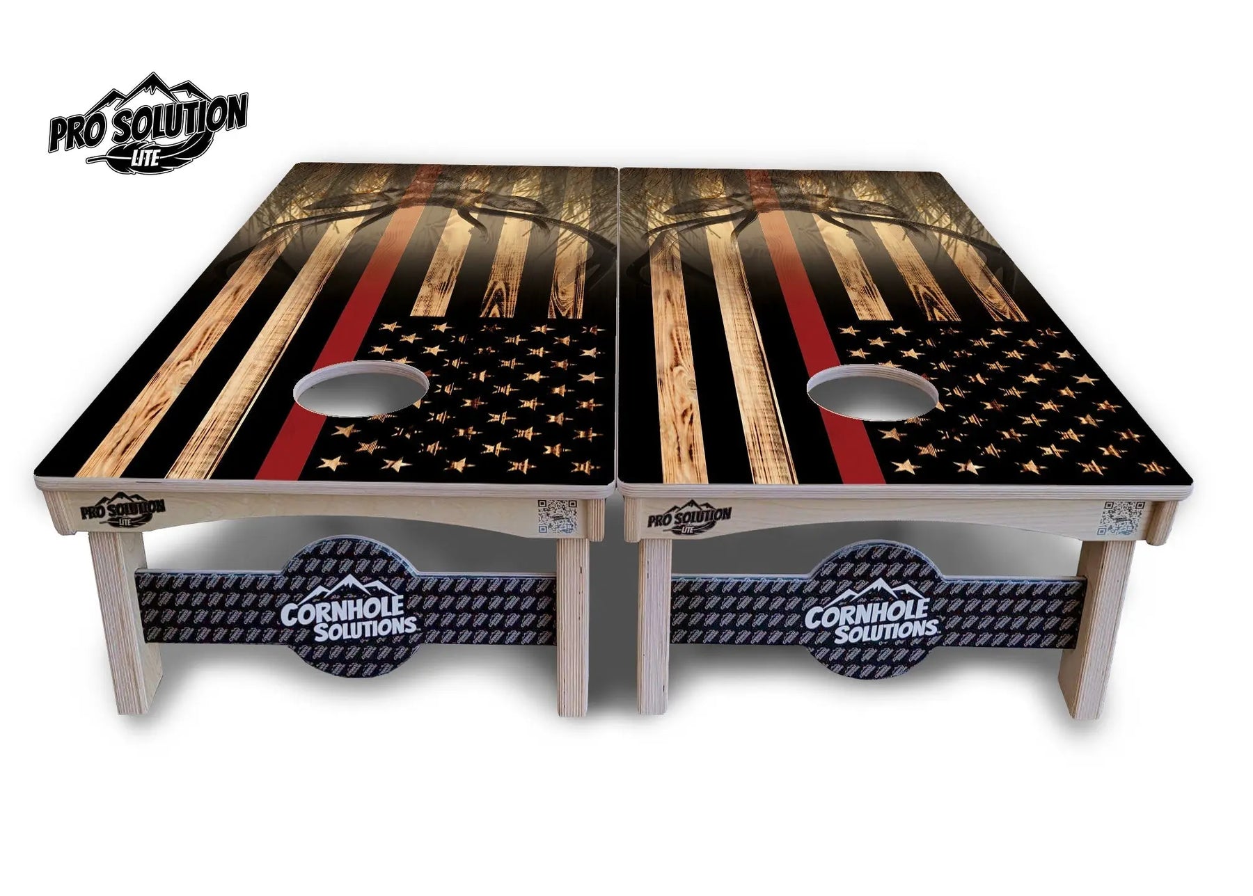 Red Line Deer & Fish Flag Cornhole Boards - Pro Solution Elite Series by Cornhole Solutions, custom cornhole board detail photo 6