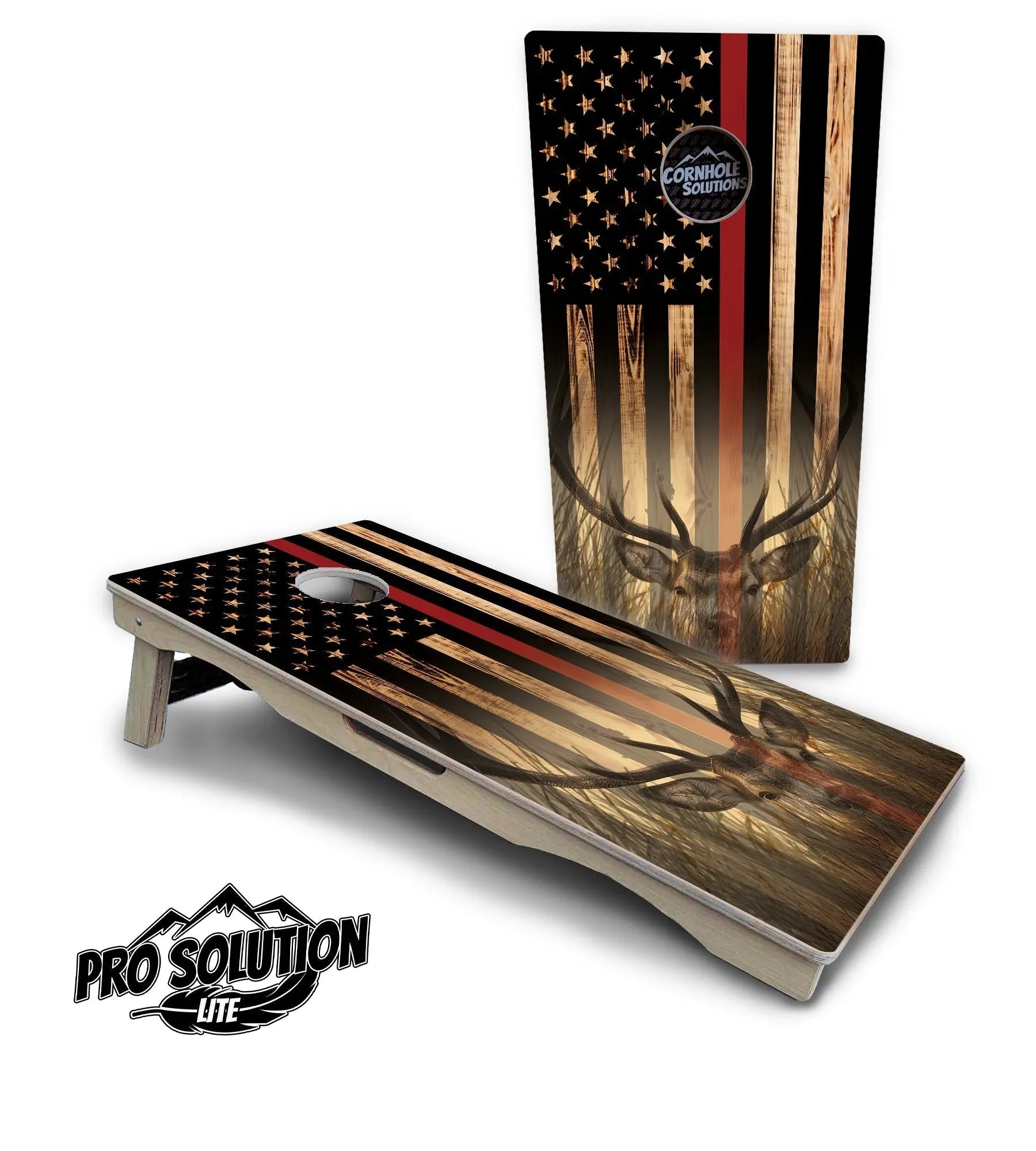 Red Line Deer & Fish Flag Cornhole Boards - Pro Solution Elite Series by Cornhole Solutions, custom cornhole board detail photo 7