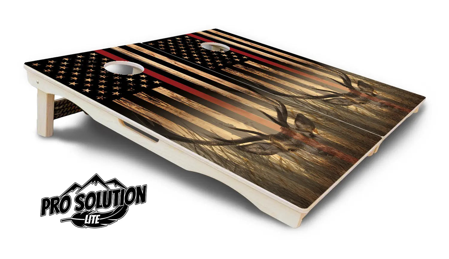 Red Line Deer & Fish Flag Cornhole Boards - Pro Solution Elite Series by Cornhole Solutions, custom cornhole board detail photo 8