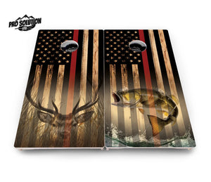 Red Line Deer & Fish Flag Cornhole Boards - Pro Solution Lite Series by Cornhole Solutions, custom cornhole board detail photo 2