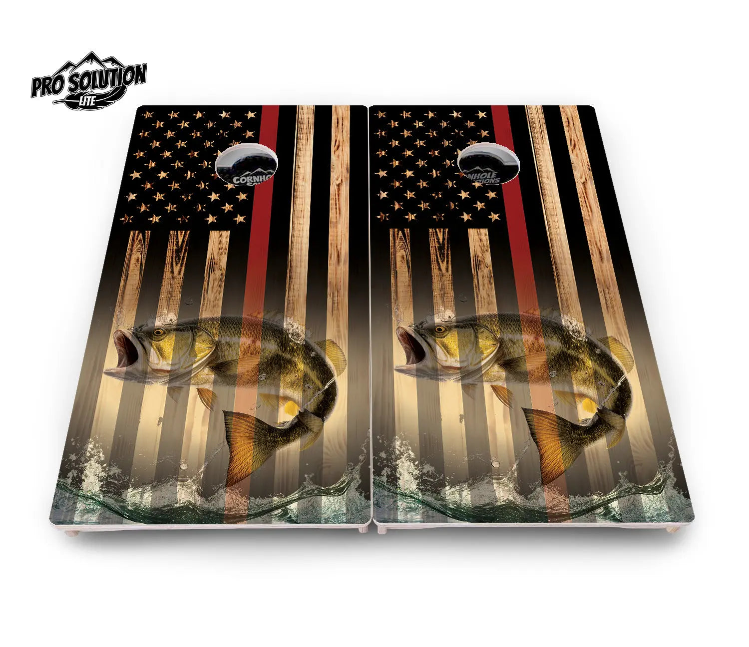 Red Line Deer & Fish Flag Cornhole Boards - Pro Solution Lite Series by Cornhole Solutions, custom cornhole board detail photo 4