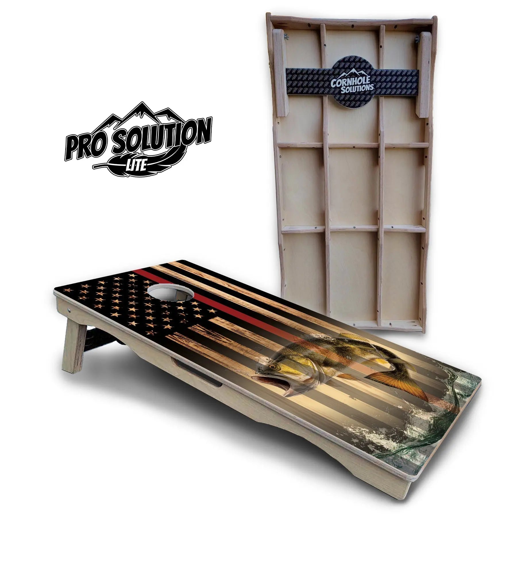 Red Line Deer & Fish Flag Cornhole Boards - Pro Solution Lite Series by Cornhole Solutions, custom cornhole board detail photo 7