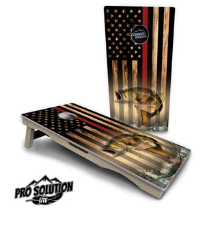 Red Line Deer & Fish Flag Cornhole Boards - Pro Solution Lite Series by Cornhole Solutions, custom cornhole board detail photo 9
