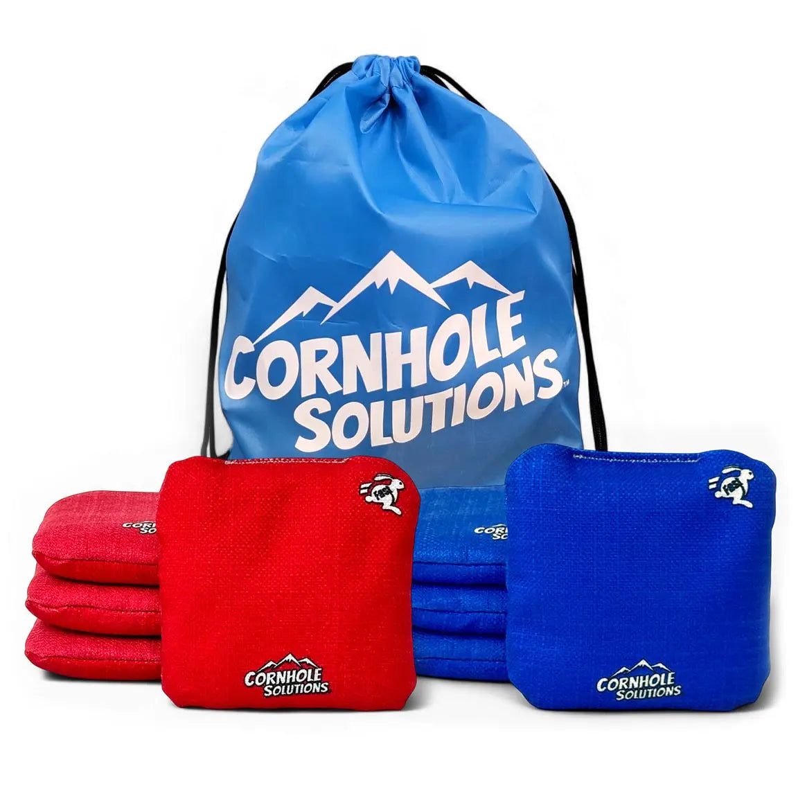 Red/Royal Blue - Pro Style REC Cornhole Bags – Regulation 6"x6" – Full Set of 8 Cornhole Solutions