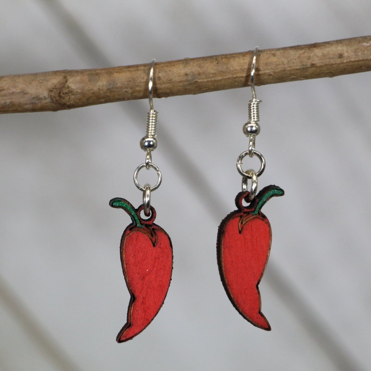 Red Chili Pepper Earrings Wooden | Spicy Food Jewelry
