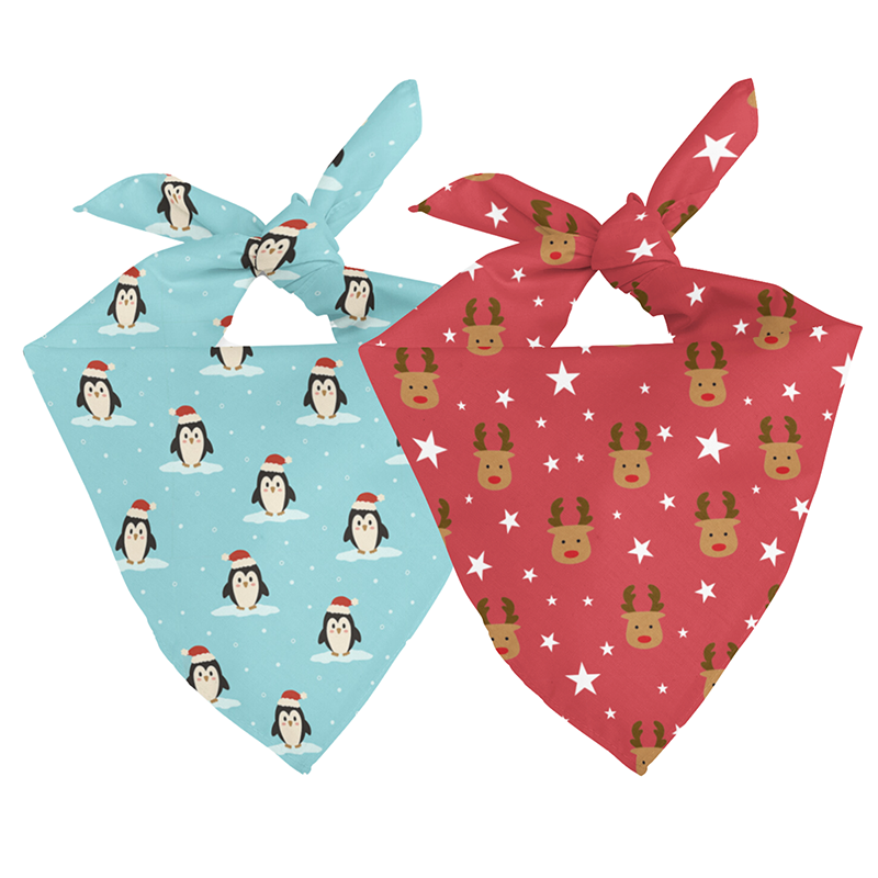 Reindeer & Penguin Christmas Reversible Dog Bandana by Dog Bandana Co.