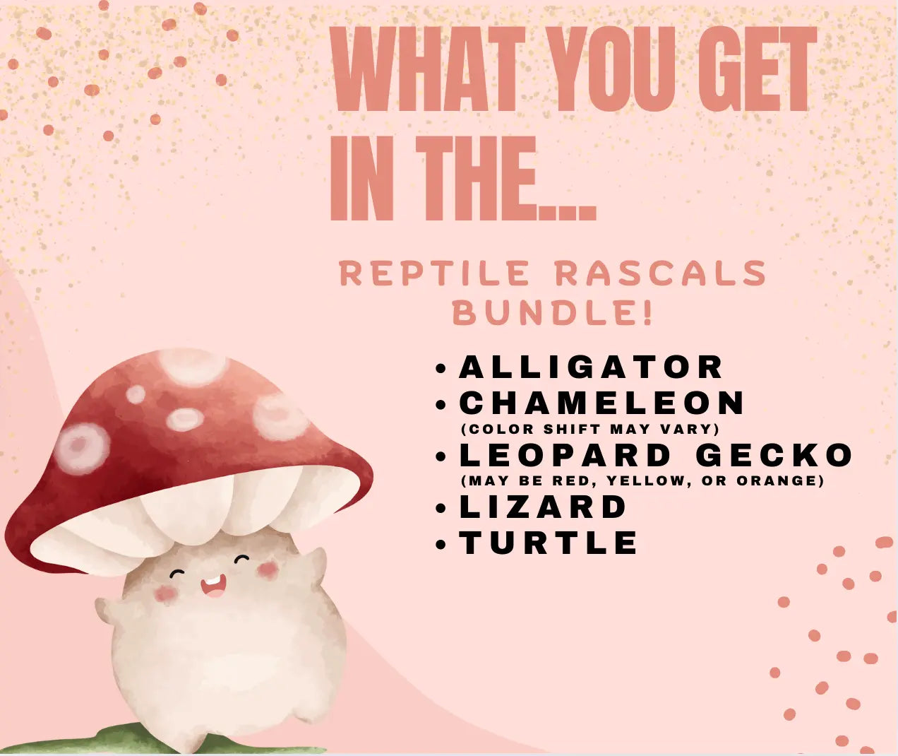 Reptile Rascals Mini Fidget Toy Bundle | 3D Printed Reptile Toys by Mushroom Lady Co, paper gift detail photo 3