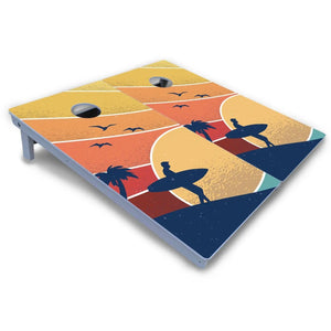 Retro Beach Cornhole Boards - All Weather Series by Cornhole Solutions, custom cornhole board detail photo 4