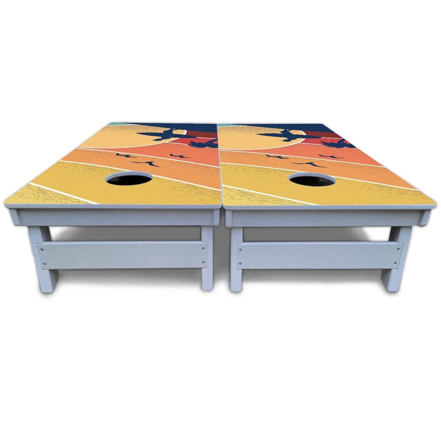 Retro Beach Cornhole Boards - All Weather Series by Cornhole Solutions, custom cornhole board detail photo 6