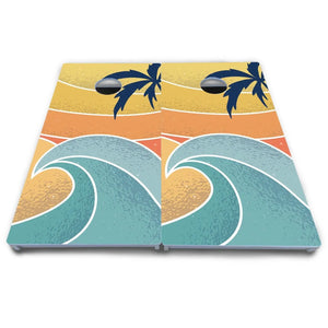 Retro Beach Cornhole Boards - All Weather Series by Cornhole Solutions, custom cornhole board detail photo 7