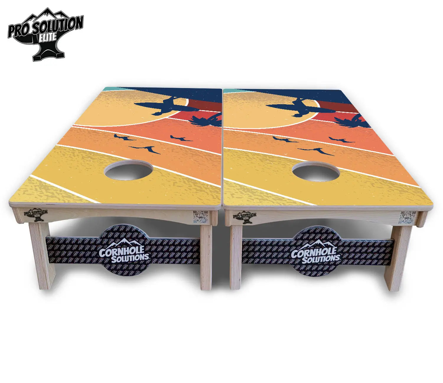 Retro Beach Cornhole Boards - Pro Solution Elite Series by Cornhole Solutions, custom cornhole board detail photo 4